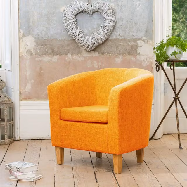 Artemis Home Alderwood Fabric Tub Armchair with Armrests, Orange, Width: 68 cm