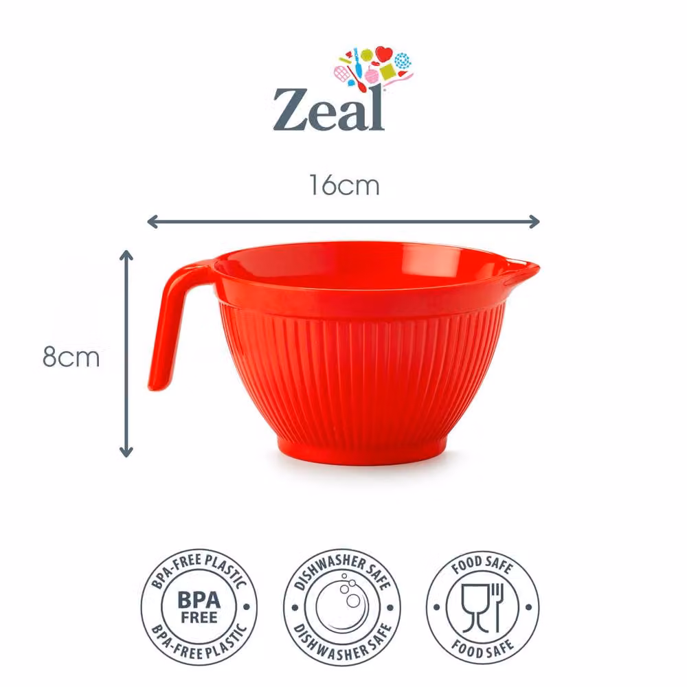 Zeal Red Melamine Mini Mixing Bowl Jug with Pouring Spout, 0.57 l – 2