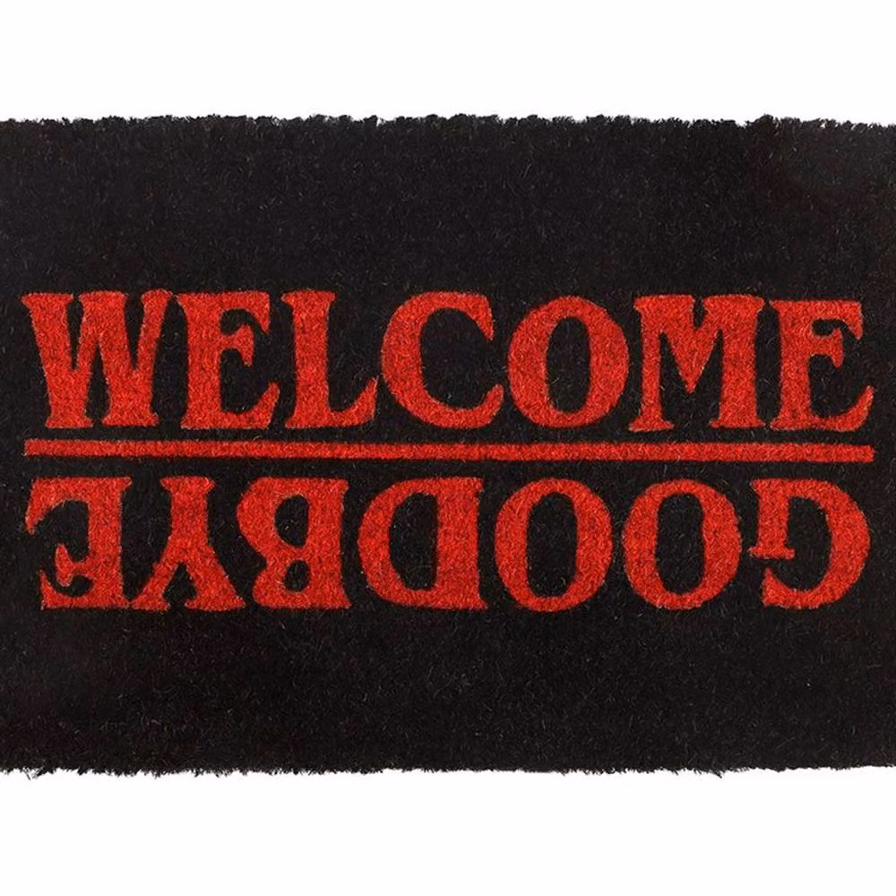 Uniqueful Black and Red Welcome Goodbye Graphic Doormat, W: 260 cm, D: 40 cm – 2