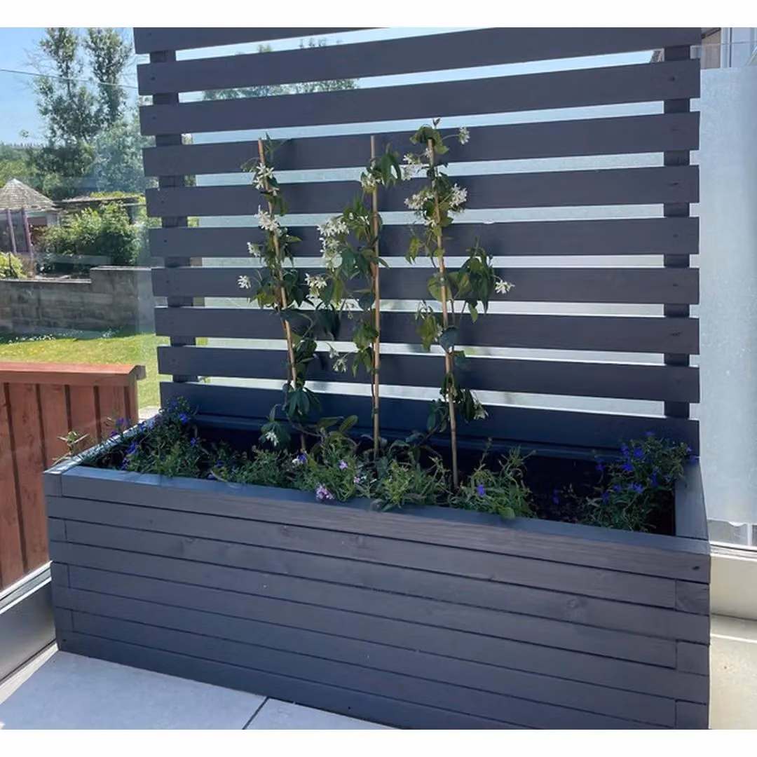 Buttercup Farm Norfolk Wooden Raised Bed Planter and Trellis 2 Pack, W: 40 cm, D: 180 cm, H: 150 cm – 3