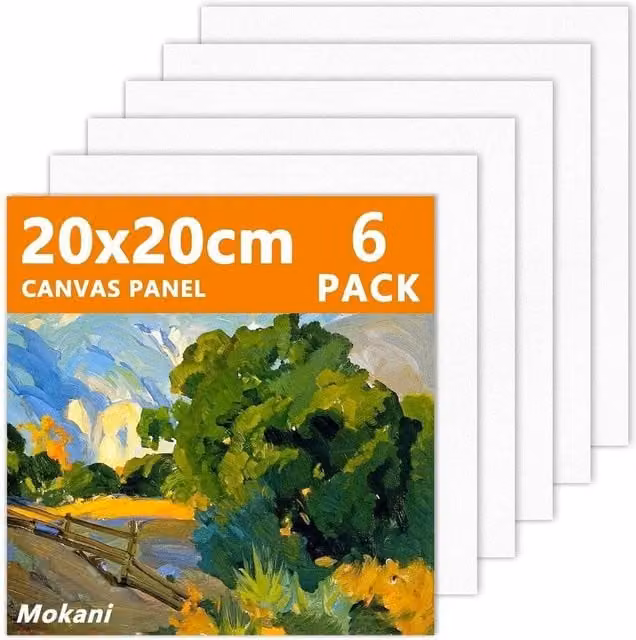 NESTLUNE 6-Pack White Cotton Canvas Artist Boards with Wood Frames
