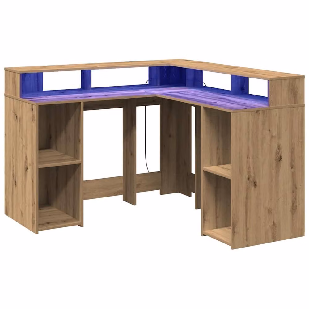 Berkfield Modern Corner Home Office Desk in Artisan Oak Brown, W/D/H: 130 x 130 x 91 cm – 2