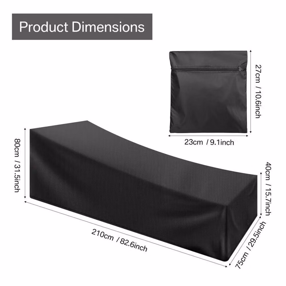 VOGREX Black Water Repellent PVC Patio Sun Lounger Cover Set of 2 – 2