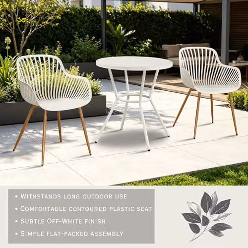 Core Products 3-Piece Bistro Garden Set with Two Sunray Armchairs and Round Metal Table – 2