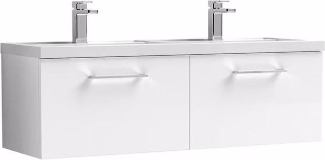 Balterley Level 1200mm Wall Hung 2-Drawer Unit with Double Basin in Gloss White