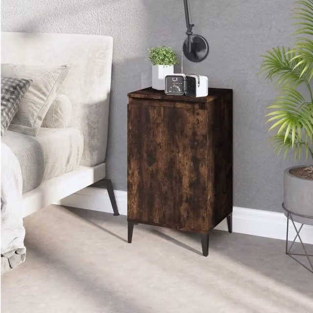 Berkfield Home Smoked Oak Bedside Cabinet in Brown, W: 40 cm, D: 35 cm, H: 70 cm