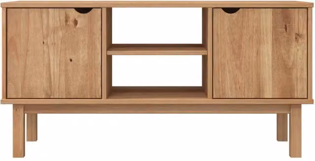 Berkfield Home OTTA TV Cabinet in Brown Solid Pine Wood, W/D/H: 113.5 x 43 x 57 cm – 1