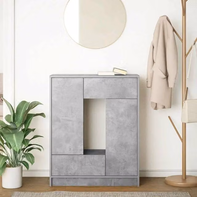 Berkfield Home Sideboard with Drawers and Doors in Concrete Grey, W/D/H: 73 x 31 x 90 cm – 1