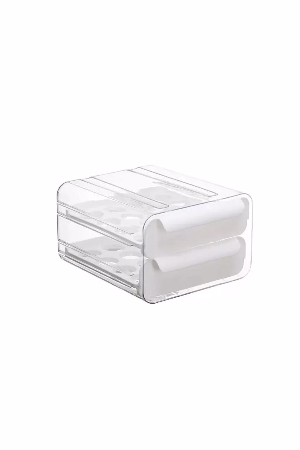 Living and Home 2-Layer 32 Grid Egg Storage Drawer Box in Transparent White – 3