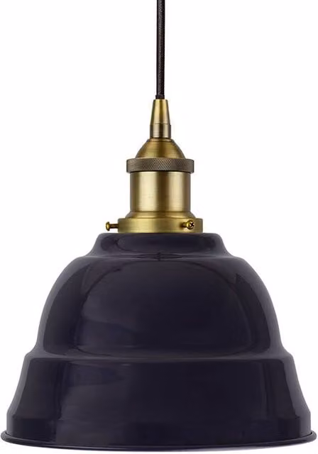 SE Home Lincoln Round Pendant Light in Navy Blue and Matt Antique Brass