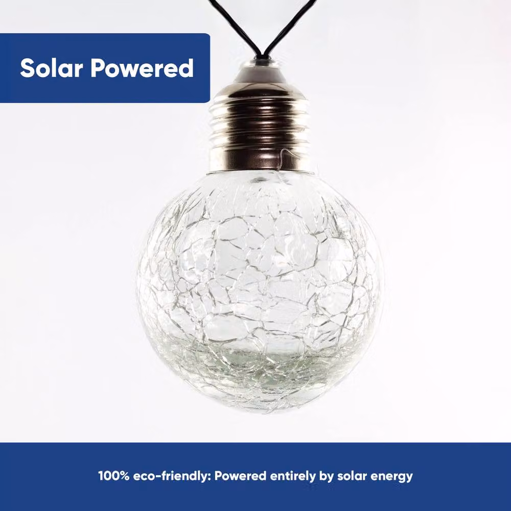 Gardenwize 10 Piece Solar Powered Multi-coloured LED Crackle Glass Sphere String Lights – 2