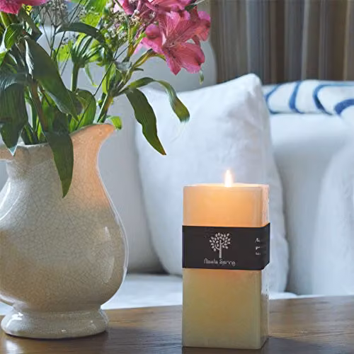 Nicola Spring Vanilla Scented Square Pillar Candles, Beige, Pack of 6 – 7