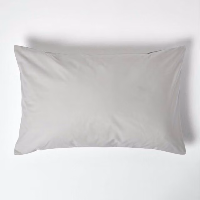 Homescapes Egyptian Cotton Housewife Pillowcase, Silver Grey, W: 74 cm, H: 48 cm, 200 Thread Count