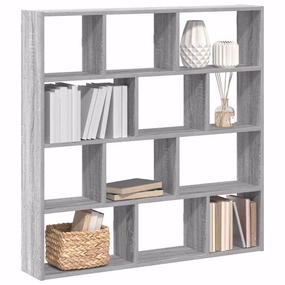 Berkfield Home Wall Mounted 12 Compartment Cube Shelf in Grey Sonoma MDF – 2