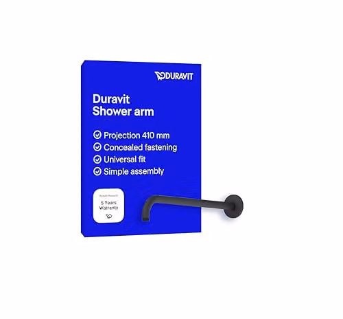 Duravit Universal Round Shower Arm in Black Matt with 410 mm Shower Head and Wall Mounting