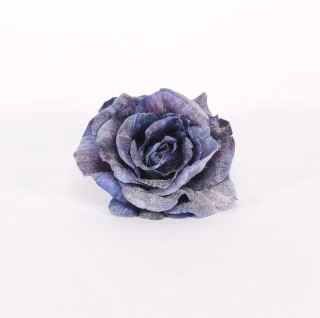 KDMD Purple Glitter Rose with Clip, 3 Pack, 13 cm