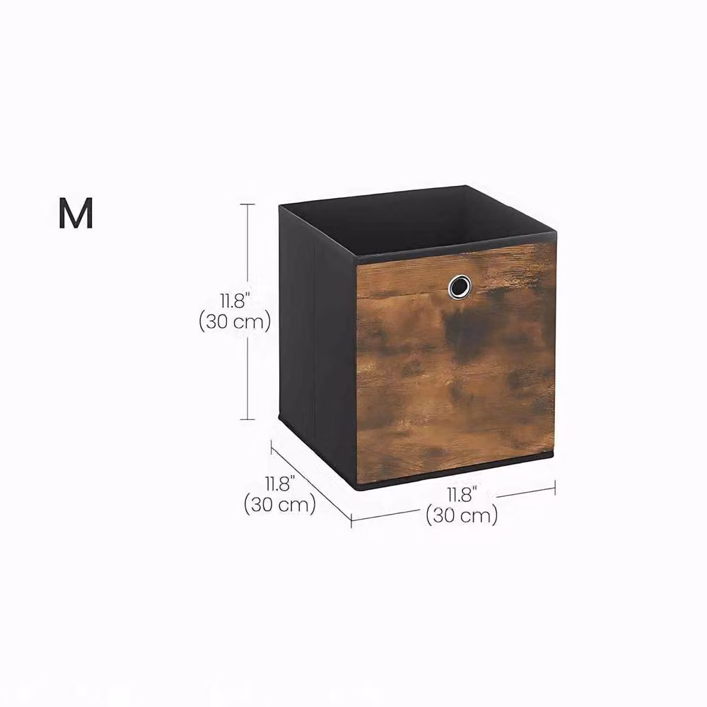 The Bazaarist Pack of 8 Foldable Fabric Storage Cube Bins with Handles, Brown and Black – 3