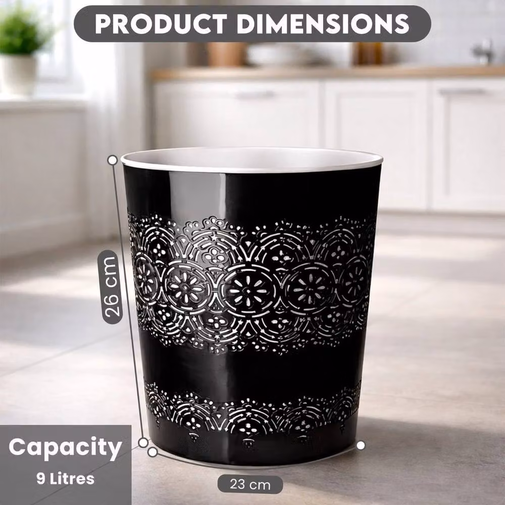 PAWNORA 9L Black Plastic Waste Bin for Office and Kitchen – 2