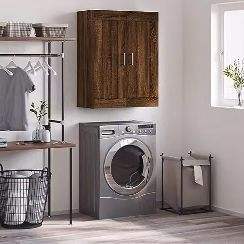 vidaXL Wall Mounted Cabinet in Brown and Black, W/D/H: 69.5 x 34.0 x 90.0 cm – 2