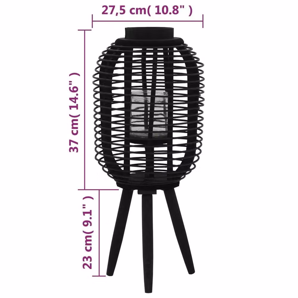 Berkfield Home Freestanding Bamboo Candle Lantern Holder, Black – 4