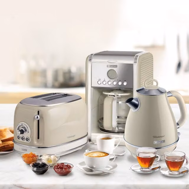 Ariete Jug Kettle, 2 Slice Toaster and Filter Coffee Machine Set in Beige