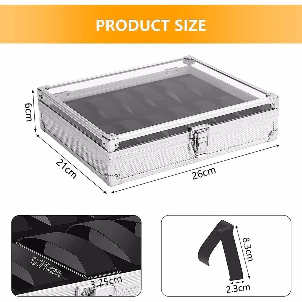 EONLION Silver Watch and Jewellery Display Storage Case Box – 2