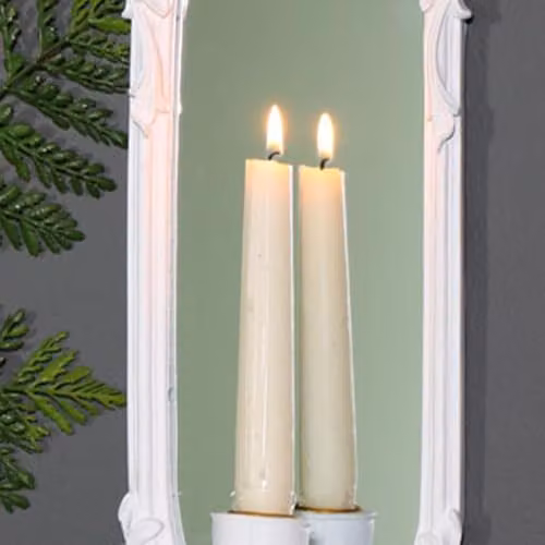 Melody Maison Ornate White Wall Mirror Candle Holder Sconce – 2