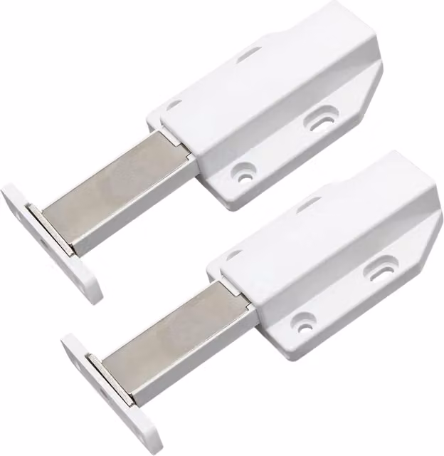 OKODOKO 2 Pack Magnetic Push to Open Catches in Silver Stainless Look Steel for Handleless Kitchen Cabinets and Furniture Doors – 1
