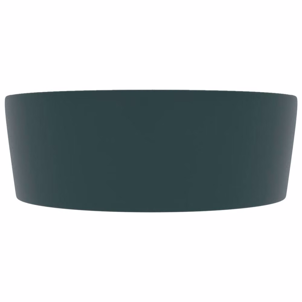 Berkfield Home Luxury Ceramic Round Countertop Wash Basin with Overflow, Matt Dark Green, W/D/H: 36 x 36 x 13 cm – 3