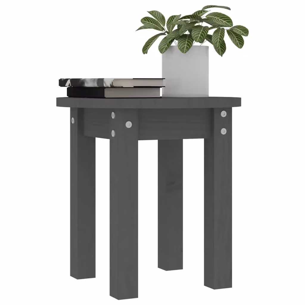 Berkfield Home Grey Solid Pine Wood Coffee Table, Diameter: 35 cm – 3