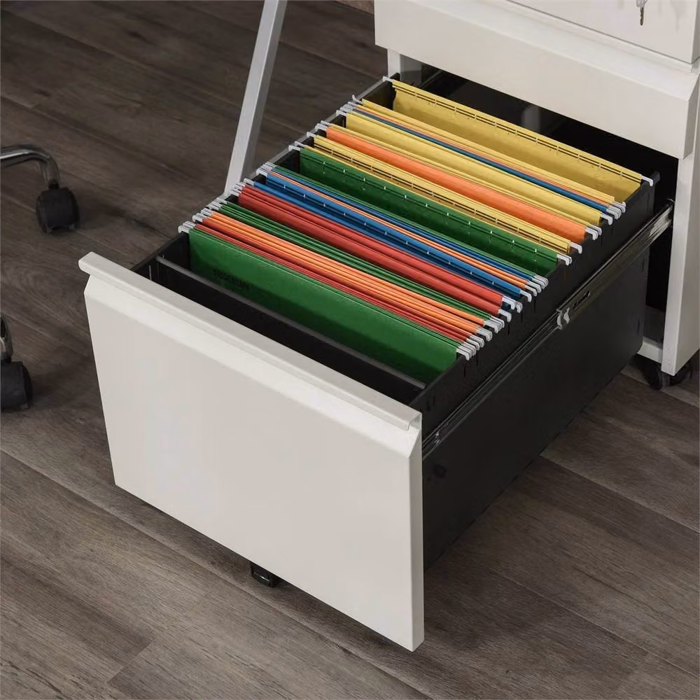 Havendro 3 Drawer Lockable Metal Filing Cabinet in White, W/D/H: 60 x 48 x 60 cm – 3