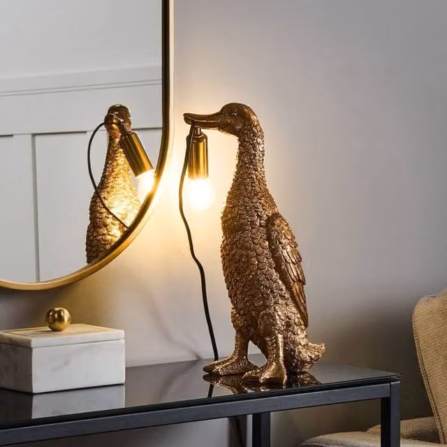 Wyld and Coco Gold Duck Polyresin Table Lamp