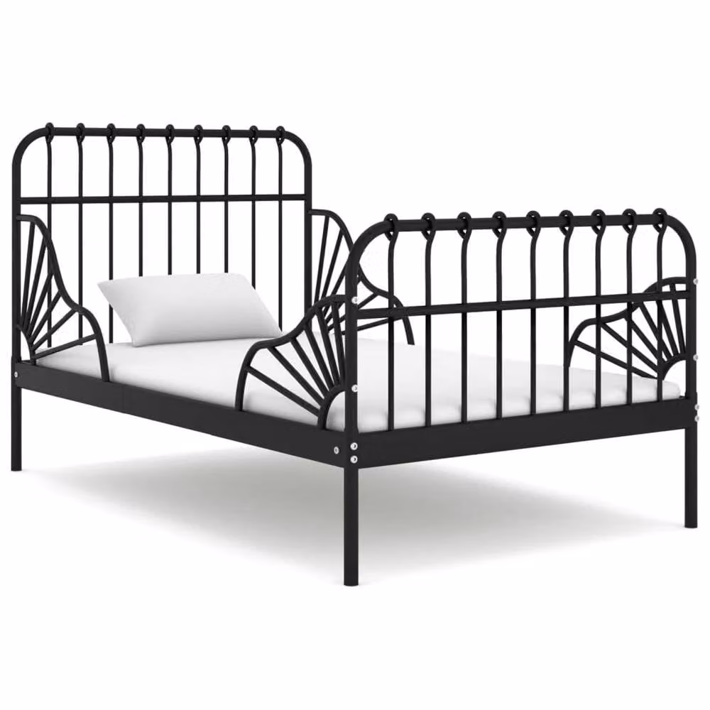 Berkfield Home Durable Extendable Metal Bed Frame, Black, W/D/H: 80 x 130/200 x 90 cm – 2