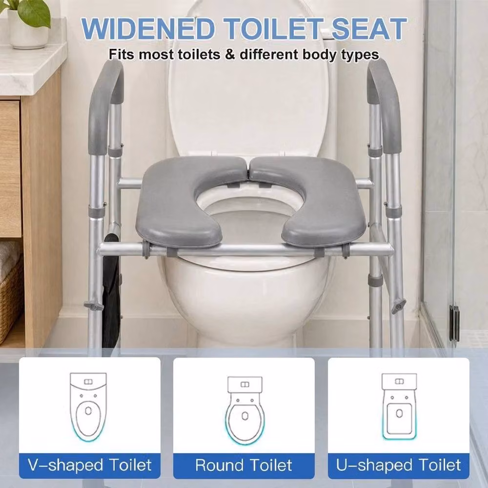 FORGEVIO Heavy Duty Adjustable Height Raised Toilet Seat, Grey, Width: 180 cm, Drop: 180 cm – 4