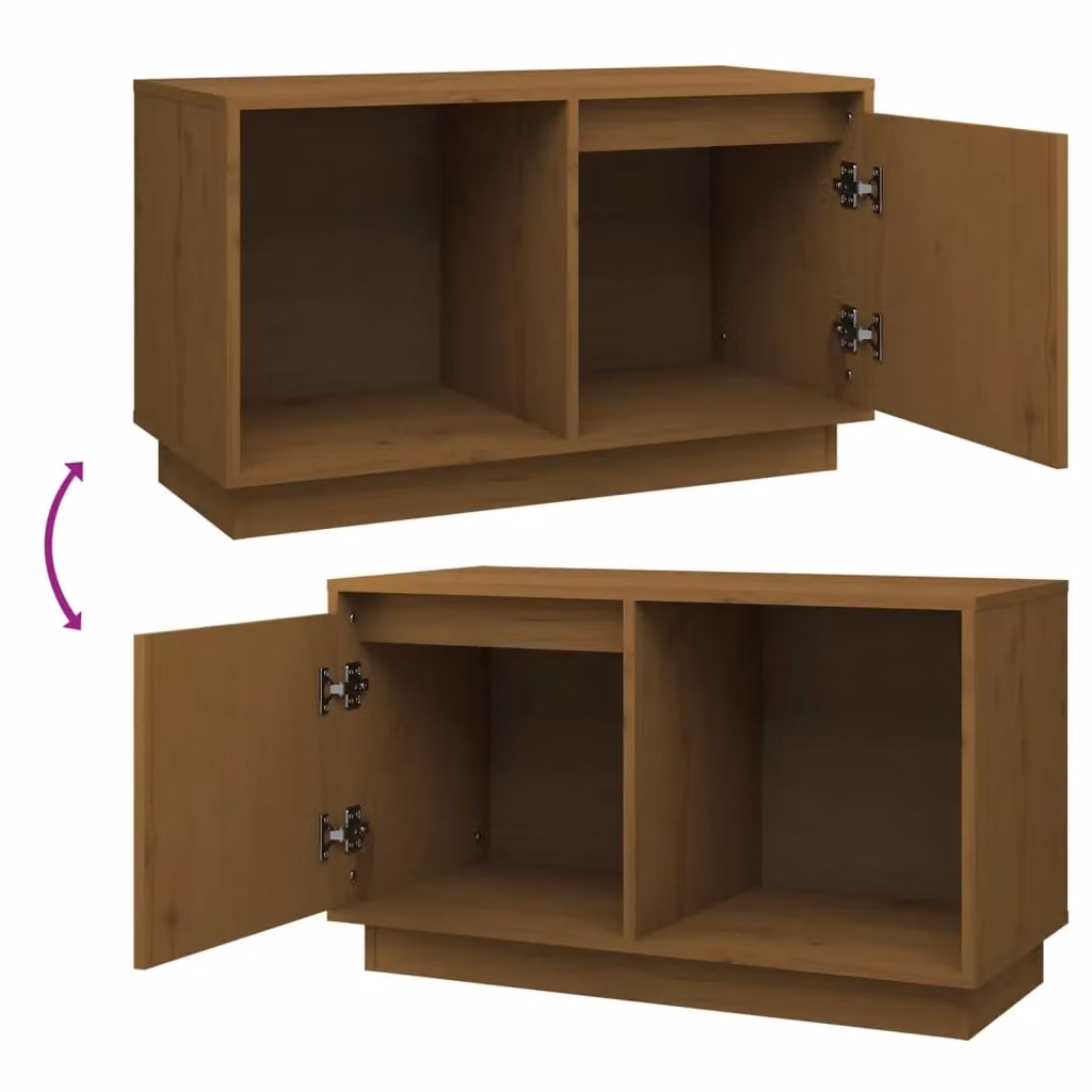 Berkfield Home Rustic Solid Wood Pine TV Cabinet in Brown, W/D/H: 74 x 35 x 44 cm – 4