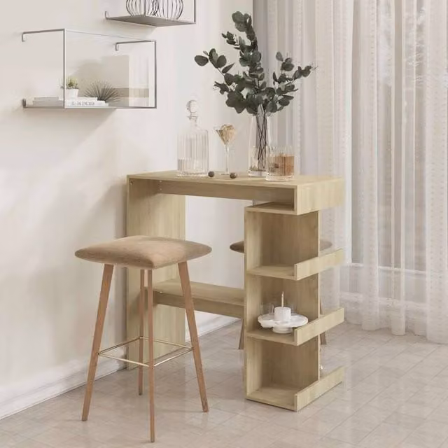 Berkfield Home Modern Bar Table with Storage Rack in Sonoma Oak, W/D/H: 100 x 50 x 101.5 cm – 1