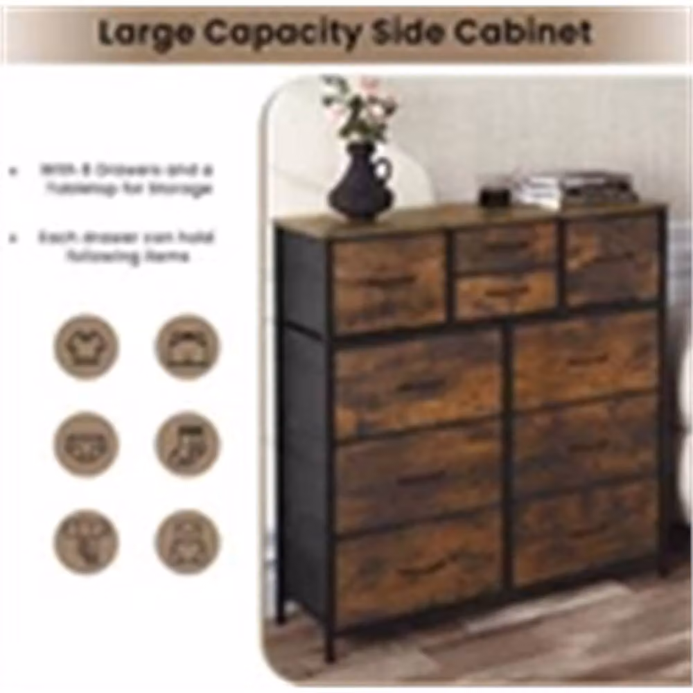 Nordara 10 Drawer Bedroom Storage Chest in Brown, Width: 100 cm – 3