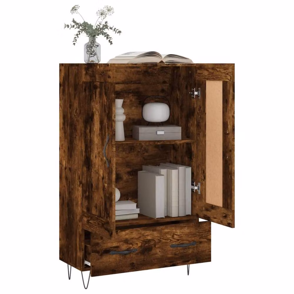 Berkfield Home Industrial Highboard in Smoked Oak and Brown, W/D/H: 69.5 x 31 x 115 cm – 4