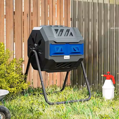 Outsunny 160L Dual Chamber Outdoor Tumbling Compost Bin, Blue – 6