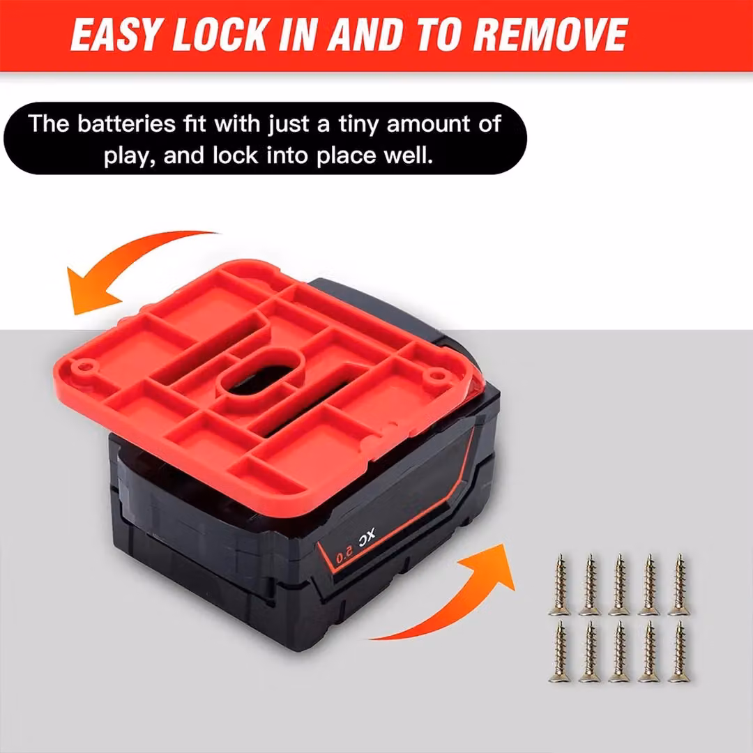 SPETLEK Red Wall Mounted 11x Battery Holder Storage Organiser – 6