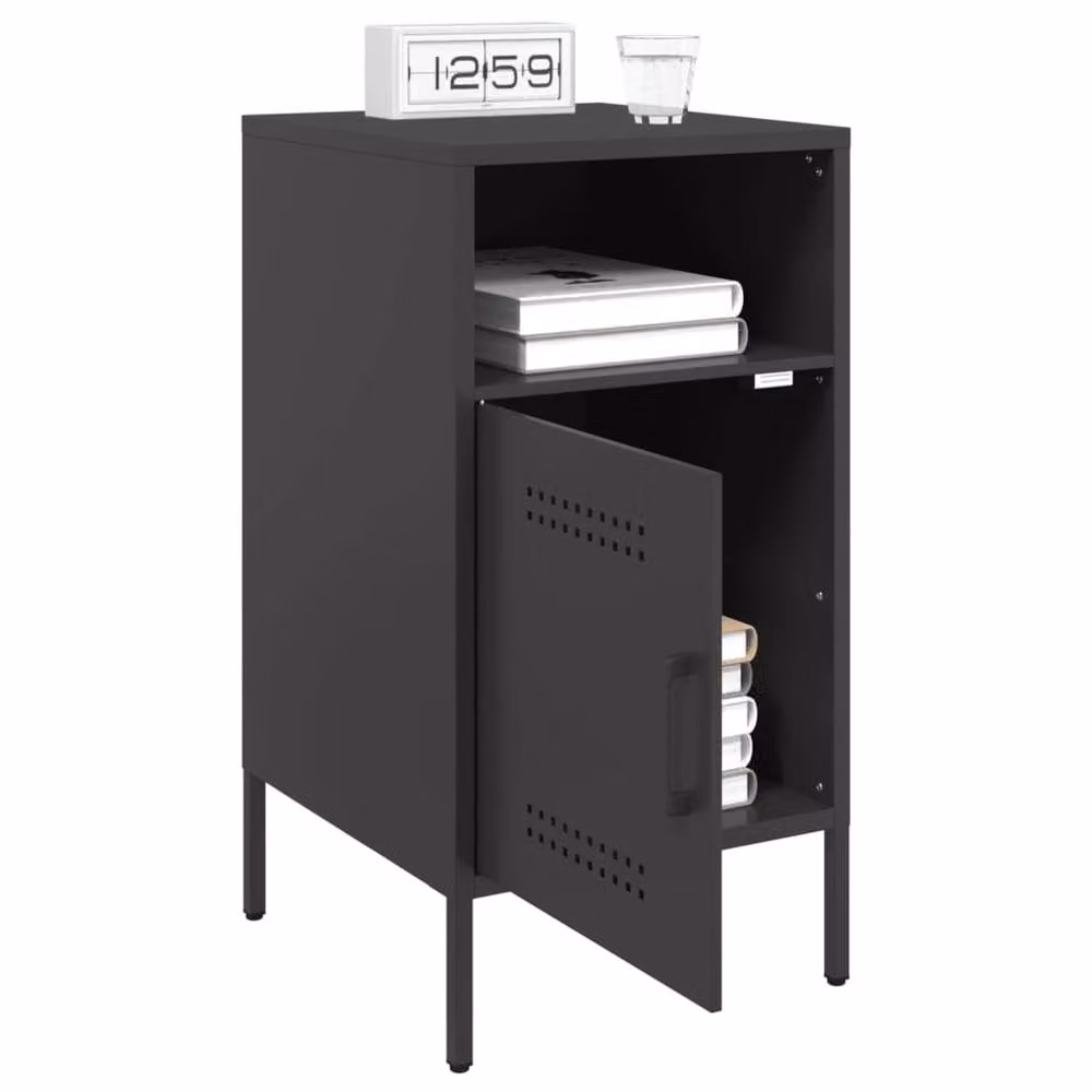 Berkfield Home Sturdy Metal Bedside Cabinets, 2 Pack, Black, W/D/H: 36 x 39 x 68 cm – 4