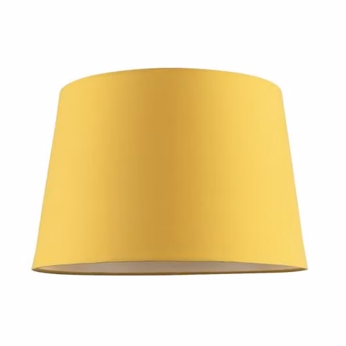 Happy Homewares Modern Yellow Cotton Fabric Cylinder Drum Lampshade with White Inner Lining, W/D/H: 30 x 20 x 30 cm – 1