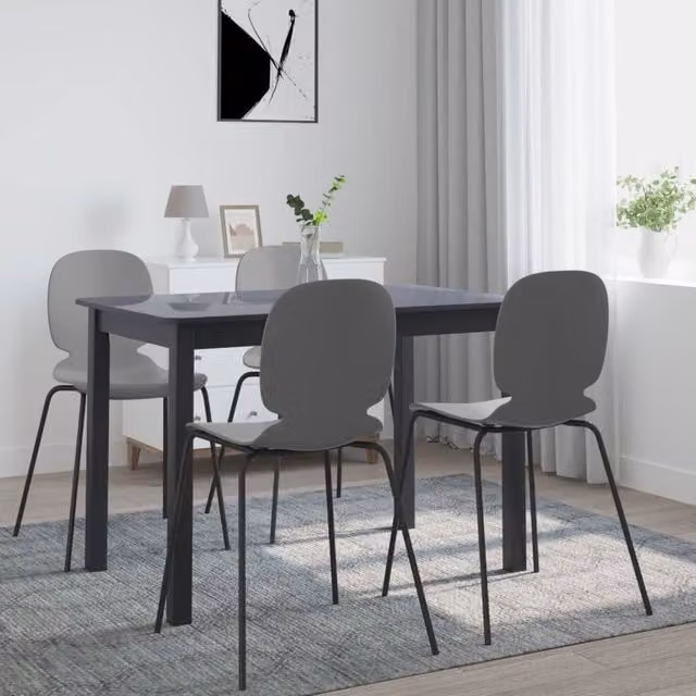 Berkfield Home Modern Black Rectangular Dining Table in Solid Rubberwood, W: 114 cm, D: 71 cm, H: 75 cm – 1