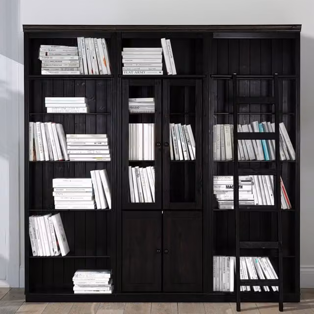 Dorel Anita Wall Unit D in Havana Lacquer with Glass Doors and Open Shelving