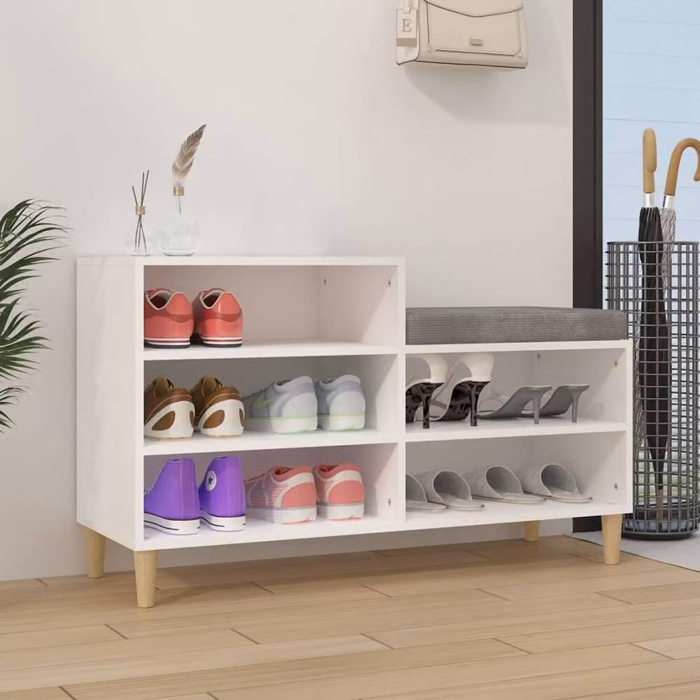 Berkfield Home White Shoe Cabinet with Integrated Seat, W: 102 cm, D: 36 cm, H: 60 cm – 2
