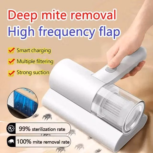 SPETLEK Handheld Mite Remover Vacuum for Bed, Mattress and Sofa with UV-C Light, Heating and Tapping Vibration, White