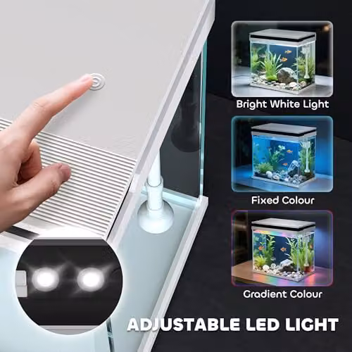 PawHut 26L Small Fish Tank with Filter System, LED Lights and Water Pump, White – 4