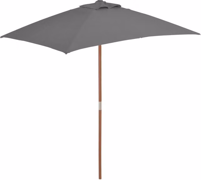 Berkfield Home Outdoor Parasol with Wooden Pole, Anthracite and Black, W: 200 cm, D: 150 cm