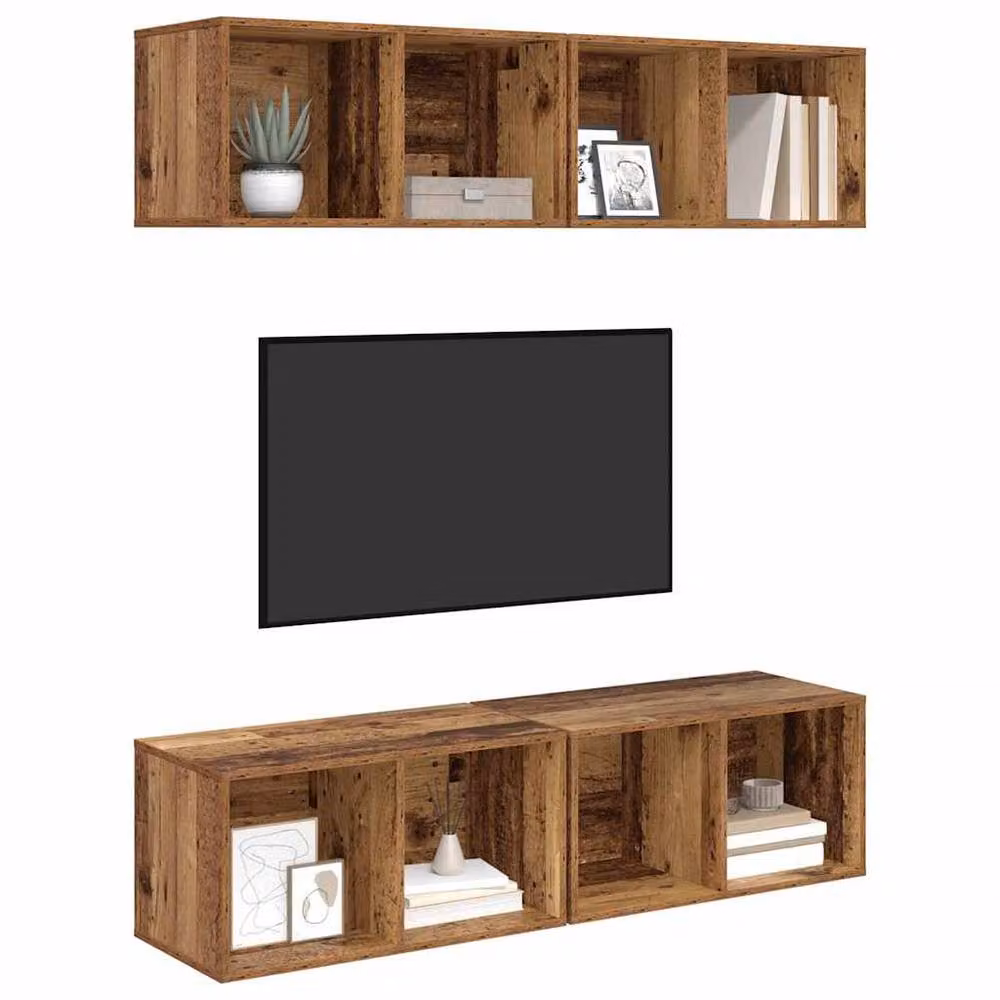 Berkfield Home Wall Mounted TV Cabinet in Brown, W/D/H: 37 x 37 x 72 cm – 3