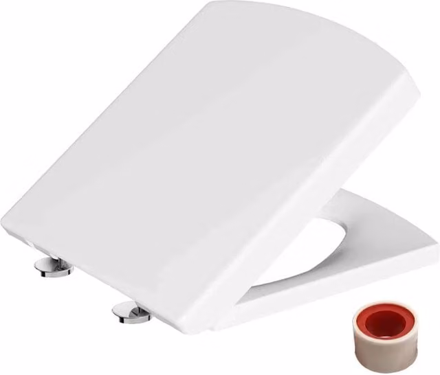 Ventryn Square Soft Close Toilet Seat in White with Quick Release Hinges